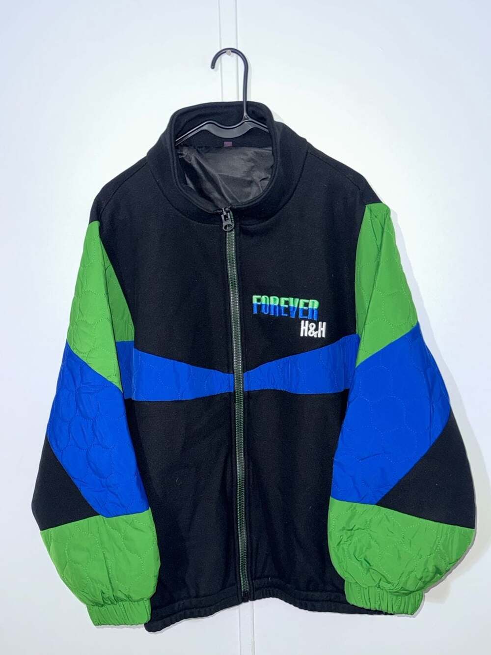 H&H Colorblock Embroidered Jacket Forever Don't Give Up